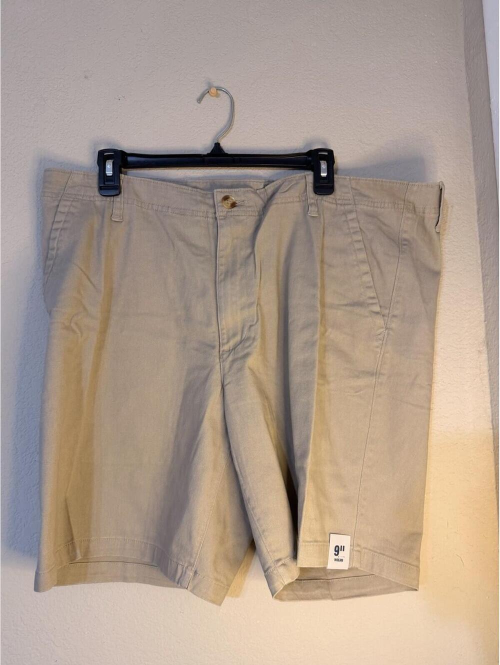 George Stonewash Flat Front Chino Shorts Cotton Spandex Beige Men. XS/40. HS108